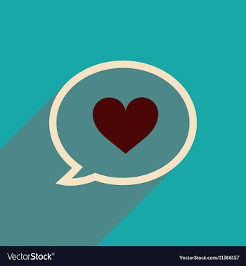 Flat icon with long shadow thinking cloud heart vector image