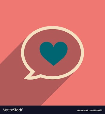 Flat icon with long shadow thinking cloud heart vector image