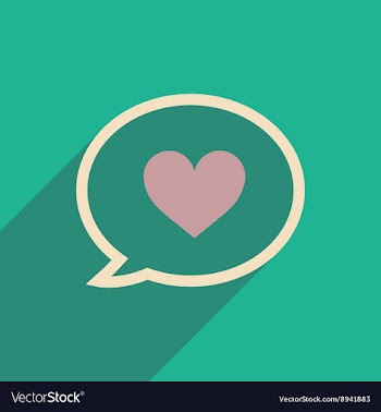 Flat icon with long shadow thinking cloud heart vector image