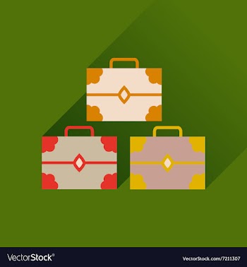 Flat icon with long shadow three chests vector image