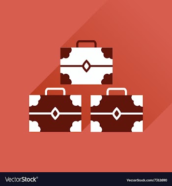 Flat icon with long shadow three chests vector image