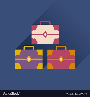 Flat icon with long shadow three chests vector image