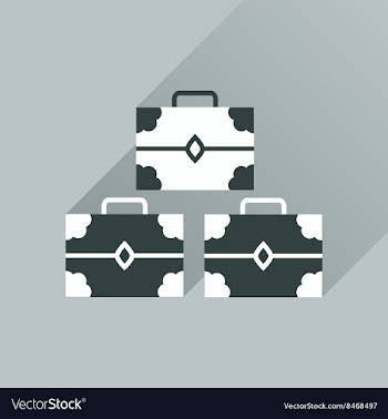 Flat icon with long shadow three chests vector image