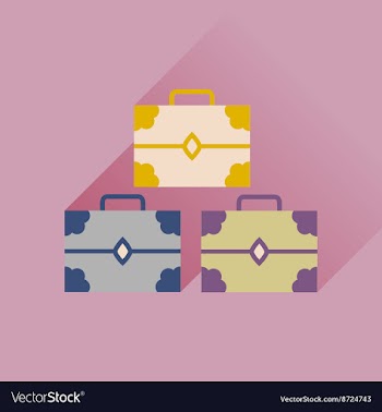 Flat icon with long shadow three chests vector image