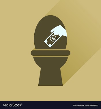 Flat icon with long shadow toilet money vector image