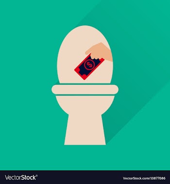 Flat icon with long shadow toilet money vector image
