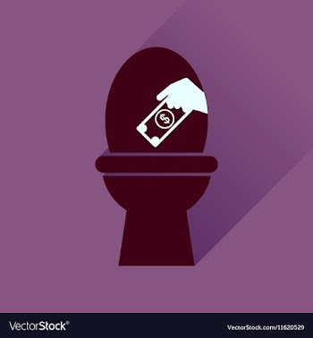 Flat icon with long shadow toilet money vector image