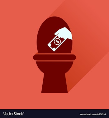 Flat icon with long shadow toilet money vector image