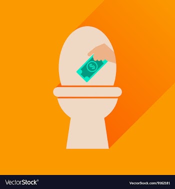 Flat icon with long shadow toilet money vector image