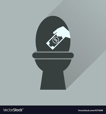 Flat icon with long shadow toilet money vector image