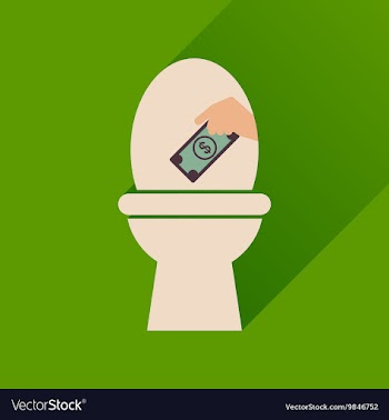 Flat icon with long shadow toilet money vector image