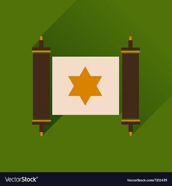 Flat icon with long shadow Torah scroll vector image