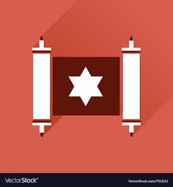 Flat icon with long shadow Torah scroll vector image