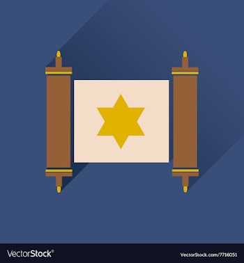 Flat icon with long shadow Torah scroll vector image