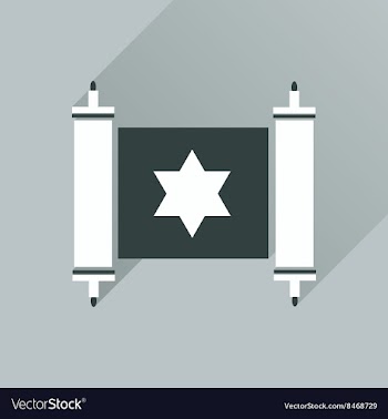 Flat icon with long shadow Torah scroll vector image
