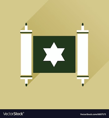 Flat icon with long shadow Torah scroll vector image