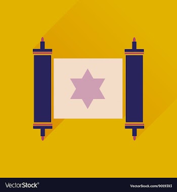 Flat icon with long shadow Torah scroll vector image