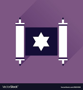 Flat icon with long shadow Torah scroll vector image