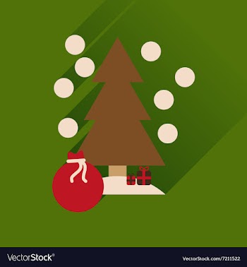 Flat icon with long shadow Tree bag gifts vector image