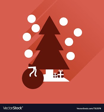 Flat icon with long shadow Tree bag gifts vector image