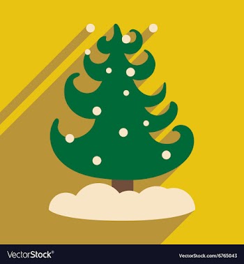 Flat icon with long shadow tree snowflakes vector image