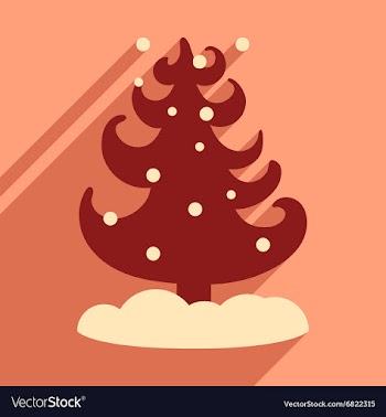 Flat icon with long shadow tree snowflakes vector image