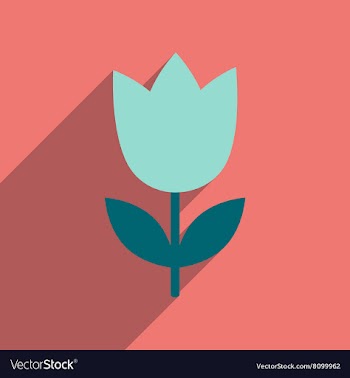 Flat icon with long shadow tulip blooms vector image
