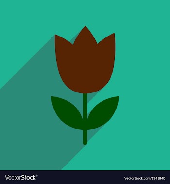 Flat icon with long shadow tulip blooms vector image