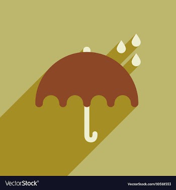 Flat icon with long shadow umbrella rain vector image