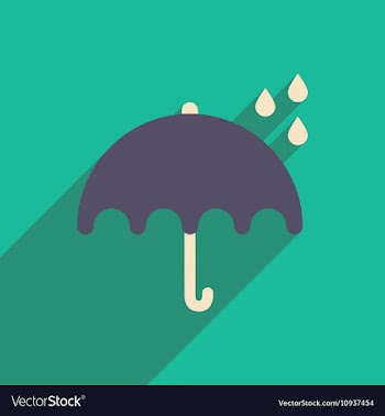 Flat icon with long shadow umbrella rain vector image