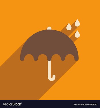 Flat icon with long shadow umbrella rain vector image