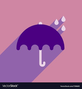 Flat icon with long shadow umbrella rain vector image