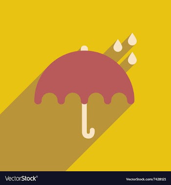Flat icon with long shadow umbrella rain vector image