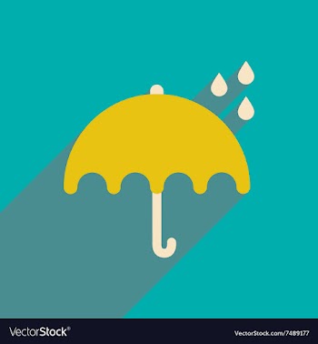 Flat icon with long shadow umbrella rain vector image