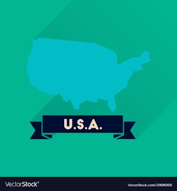 Flat icon with long shadow united states map vector image