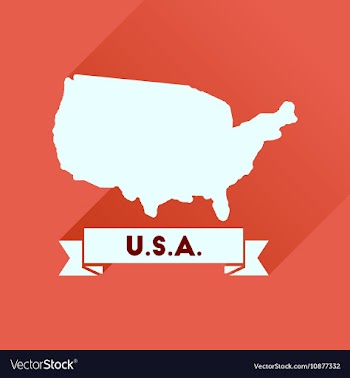 Flat icon with long shadow united states map vector image