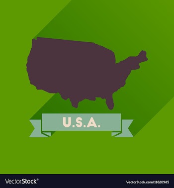 Flat icon with long shadow united states map vector image