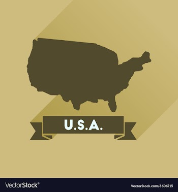 Flat icon with long shadow united states map vector image