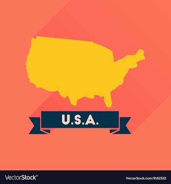 Flat icon with long shadow united states map vector image