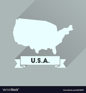 Flat icon with long shadow united states map vector image