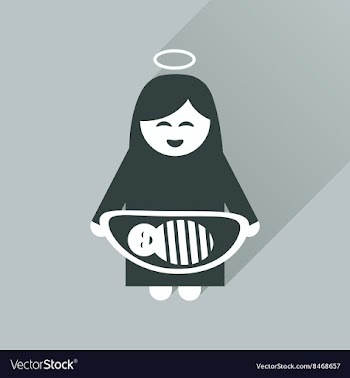 Flat icon with long shadow Virgin Mary and Jesus vector image
