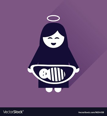 Flat icon with long shadow Virgin Mary and Jesus vector image