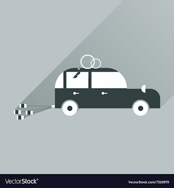 Flat icon with long shadow wedding car vector image