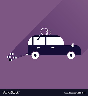 Flat icon with long shadow wedding car vector image