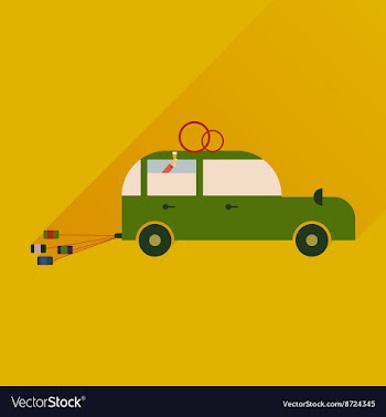 Flat icon with long shadow wedding car vector image