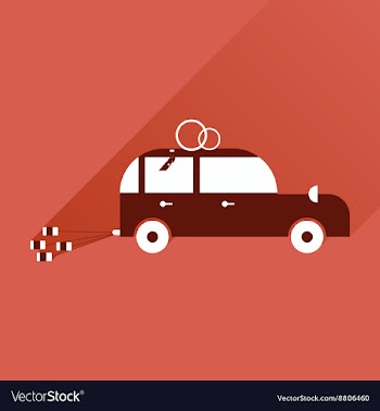 Flat icon with long shadow wedding car vector image