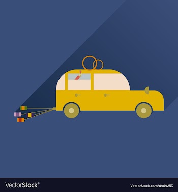 Flat icon with long shadow wedding car vector image
