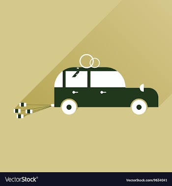 Flat icon with long shadow wedding car vector image