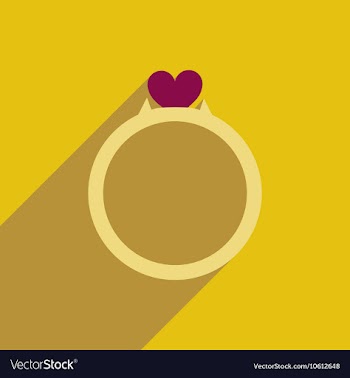 Flat icon with long shadow wedding ring vector image