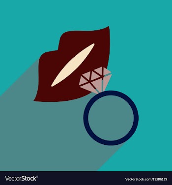 Flat icon with long shadow wedding ring vector image